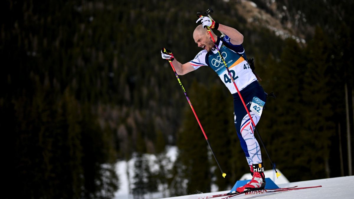 El esquiador francés Emilien Jacquelin durante los Juegos Olímpicos de Invierno en Milán.