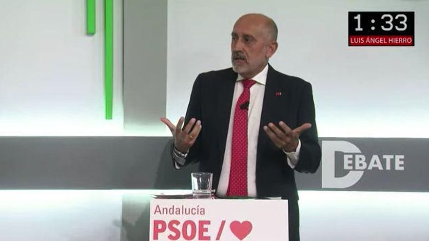 Luis Ángel Hierro durante el debate de primarias del PSOE andaluz