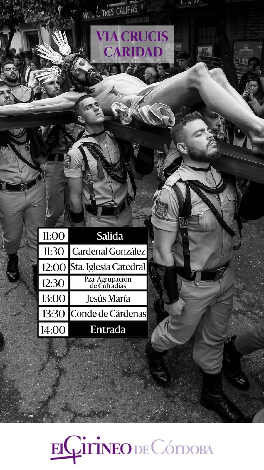 Horario y recorrido del vía crucis de La Caridad.