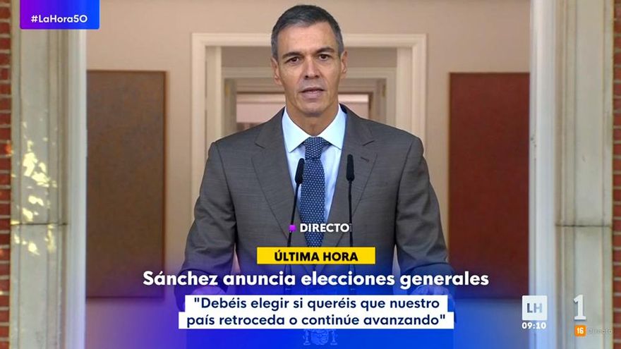 'La hora de La 1' (23.5%) despunta con el anuncio de Pedro Sánchez (26.7%), que llega al 81.3% de cuota entre todos los canales