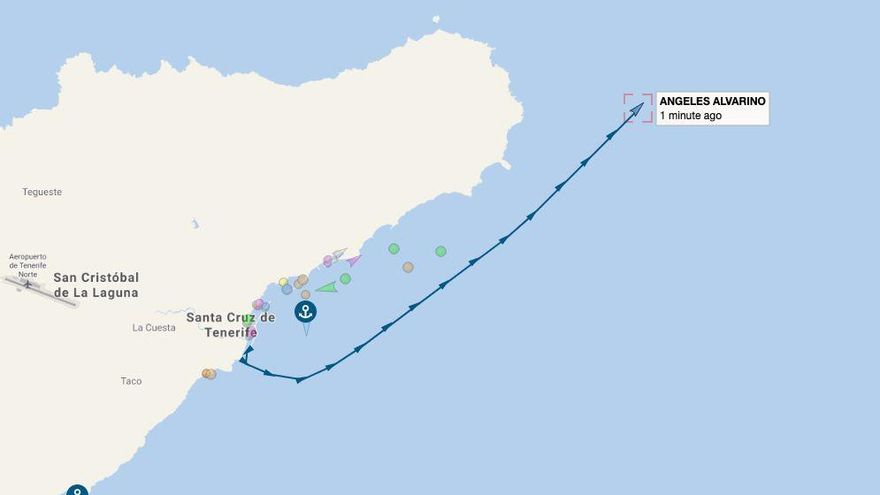 Posición del Ángeles Alvariño en la tarde de este miércoles, 30 de junio, alejándose de Tenerife