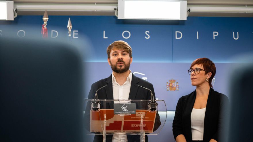 Archivo - La portavoz de Compromís en el Congreso, Àgueda Micó y el diputado de Compromís-Sumar en el Congreso, Alberto Ibáñez