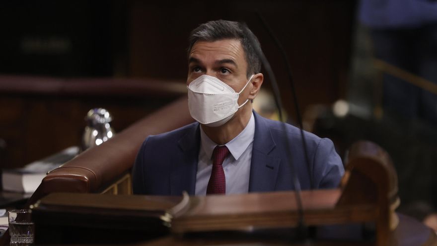 El presidente del Gobierno, Pedro Sánchez interviene en la sesión plenaria en el Congreso este miércoles.