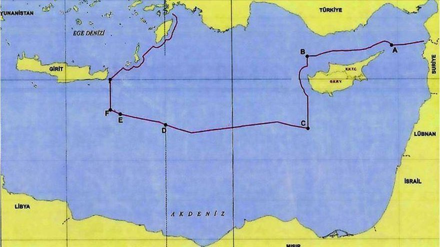 Mapa de las reivindicaciones de Turquía.