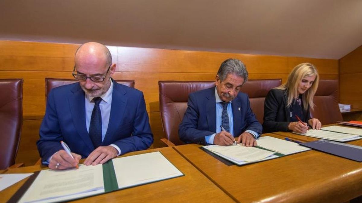 Firma del acuerdo para la aprobación del Presupuesto de Cantabria para 2019. |