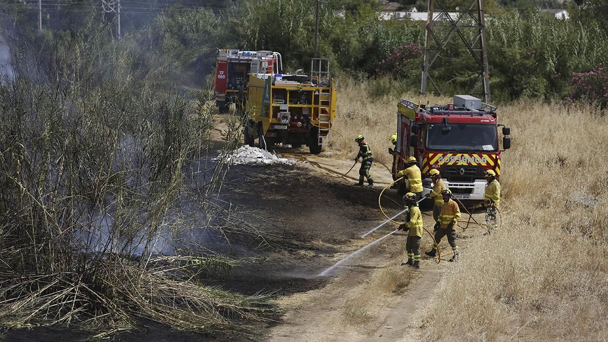 Desalojadas siete viviendas por un incendio de pastos junto a la carretera del Aeropuerto