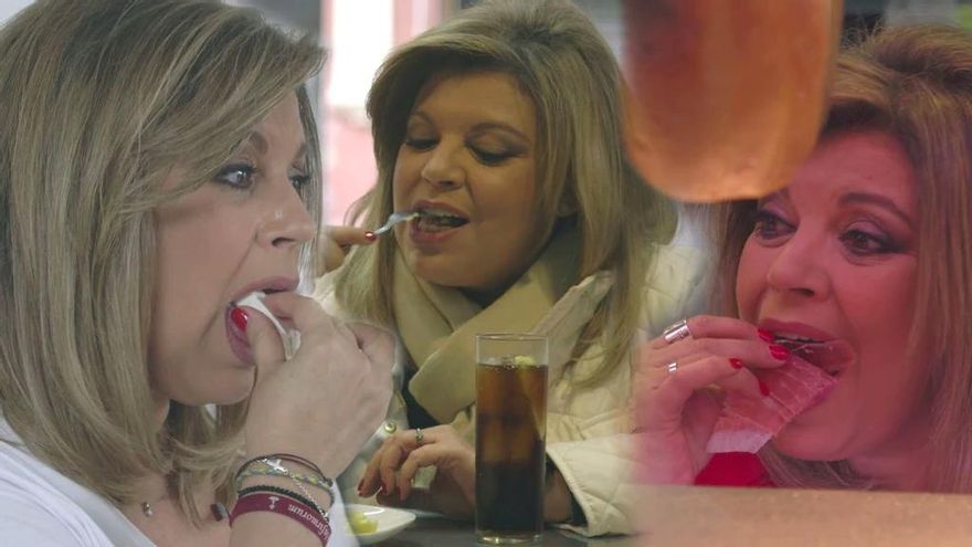 Terelu comiendo en varios momentos de 'Las Campos'