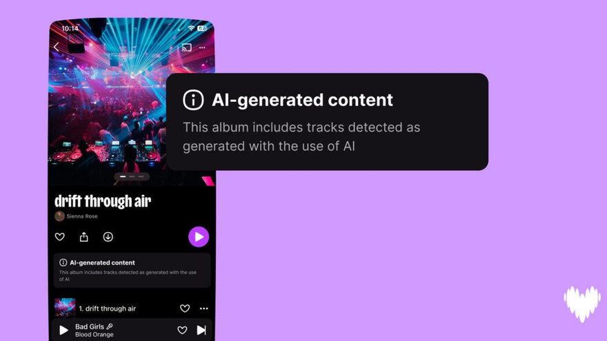 Deezer alerta del contenido generado por inteligencia artificial.
