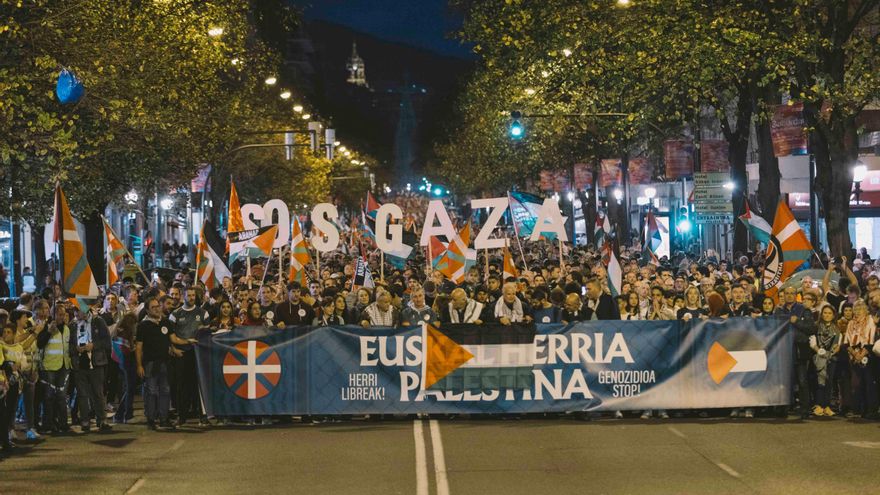 Thousands of people demand peace for Palestine in Bilbao: "It is the party that will end genocide and Palestine will win."