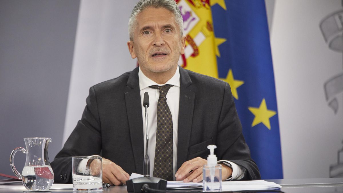 El ministro del Interior, Fernando Grande-Marlaska, durante una rueda de prensa en el Palacio de la Moncloa.