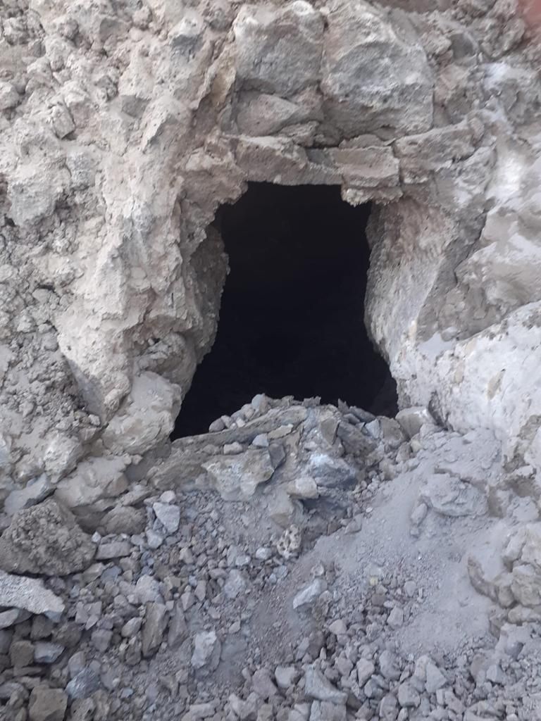 Tubo volcánico localizado en la obra de la carretera del sur, en Las Manchas.