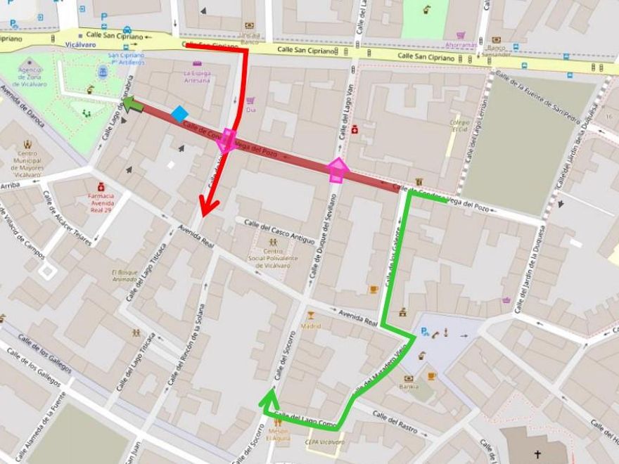 Alternativas a la circulación en la peatonalización de Vicálvaro