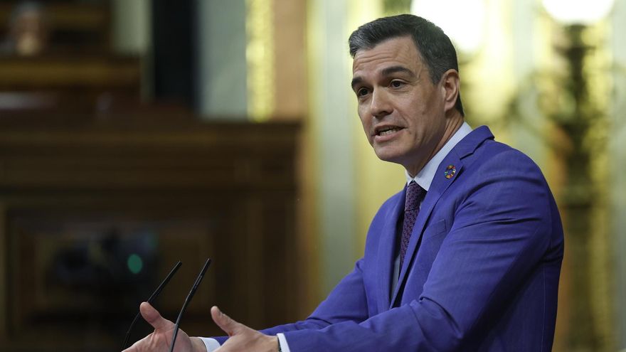 El presidente del Gobierno, Pedro Sánchez, interviene en el debate de la moción de censura de Vox contra el presidente del Gobierno.