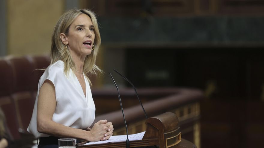 La diputada del PP Cayetana Álvarez de Toledo interviene en el pleno extraordinario de este martes en el Congreso. EFE/Víctor Lerena