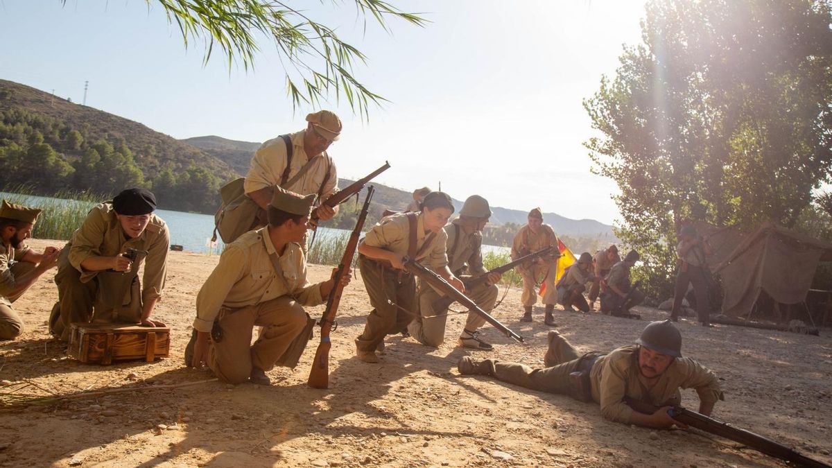 Otro momento de la recreación de la Batalla del Ebro.