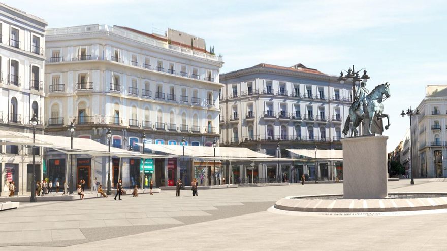 Patrimonio da luz verde a los toldos en la Puerta del Sol: las sombras que llegarán a la plaza en el verano de 2025