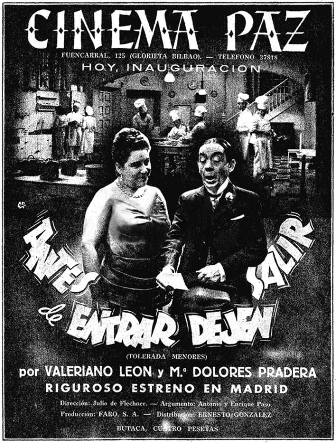 Cartel que anunciaba el estreno de la película  'Antes de entrar, dejen salir'