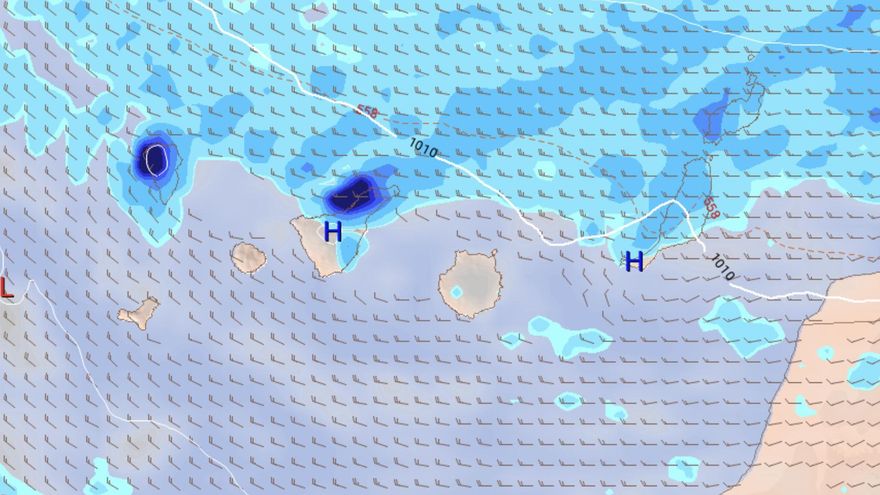 Previsión del tiempo en Canarias este sábado, según el modelo de previsión europeo.