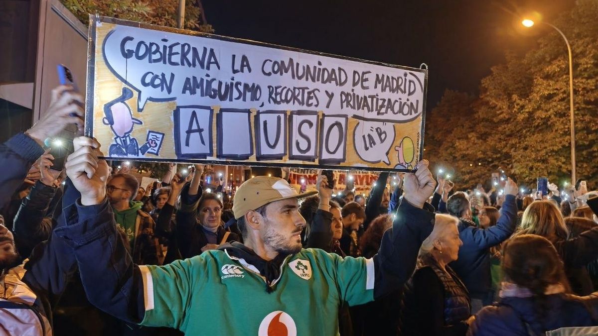 Uno de los carteles en la manifestación de profesores en Madrid.