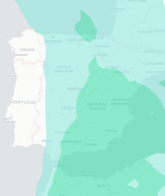 Alcance previsto de la nube de polvo sahariano este miércoles a primera hora de la mañana