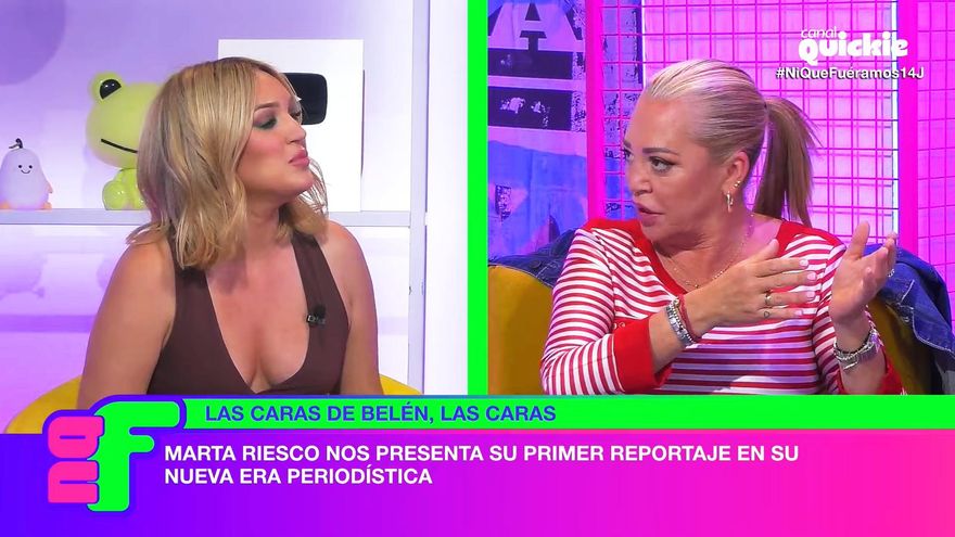 Belén Esteban felicita a Marta Riesco por su primer reportaje en 'Ni que fuéramos', después de su grave enfrentamiento