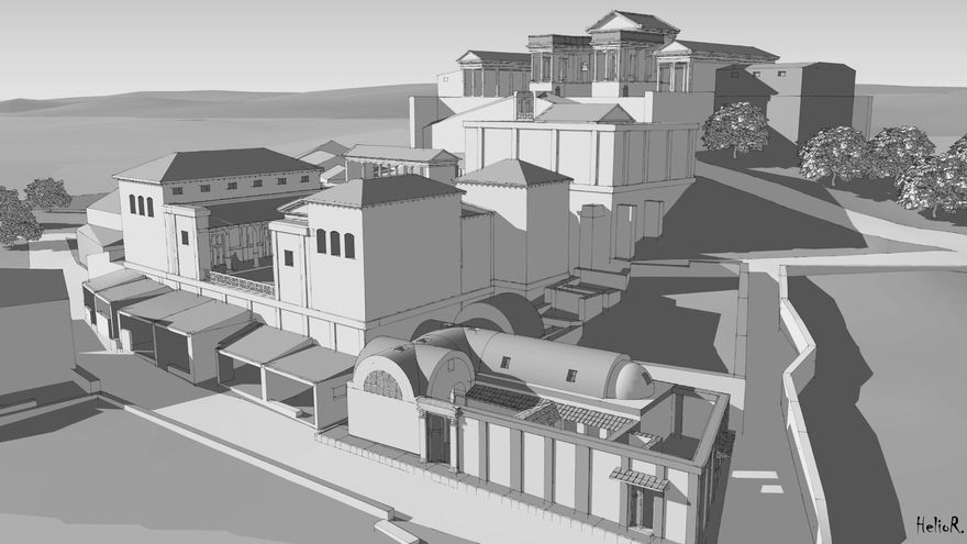 Recreación con una vista general de Munigua.