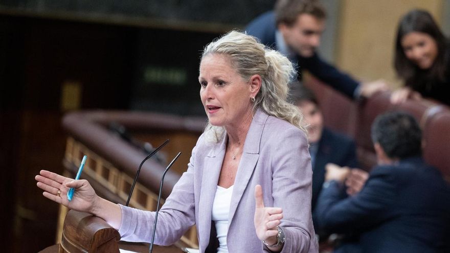 La portavoz de la Ejecutiva Federal del PSOE, Montse Mínguez, durante una sesión plenaria, en el Congreso de los Diputados, a 2 de octubre de 2026, en Madrid (España).