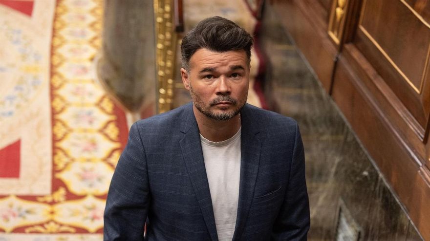 El portavoz de ERC en el Congreso, Gabriel Rufián, durante una sesión de control al Gobierno