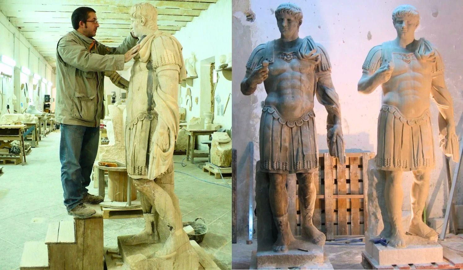 Alumno de Artifex trabajando en la replica de la escultura de Claudio
