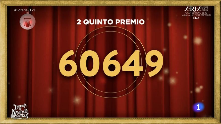 El 60649 segundo quinto premio de la Lotería de Navidad