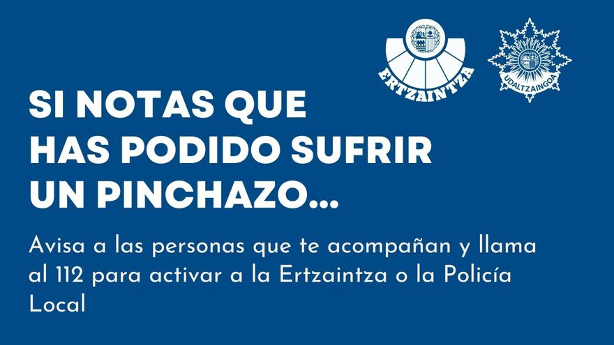 Mensaje de la Ertzaintza para alertar sobre los pinchazos