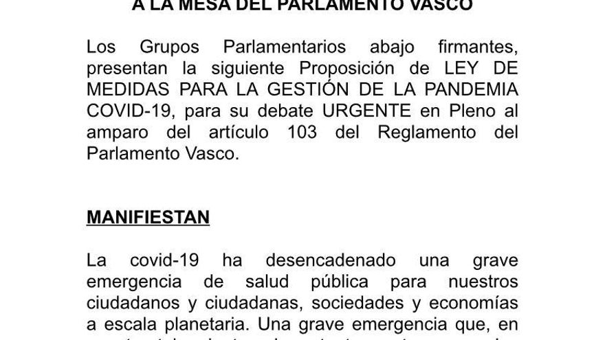 Préambulo de la proposición de ley antipandemia
