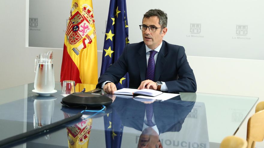 El ministro Félix Bolaños durante la reunión del grupo de trabajo sobre Afganistán