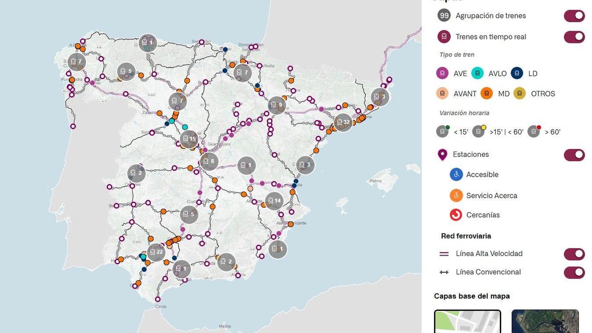 Renfe lanza una web para seguir en tiempo real la ubicación de sus trenes.
