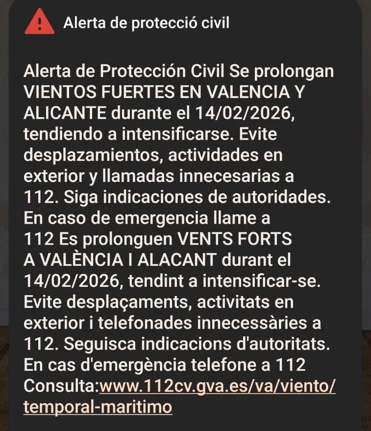 El mensaje que ha llegado a los móviles de los valencianos.