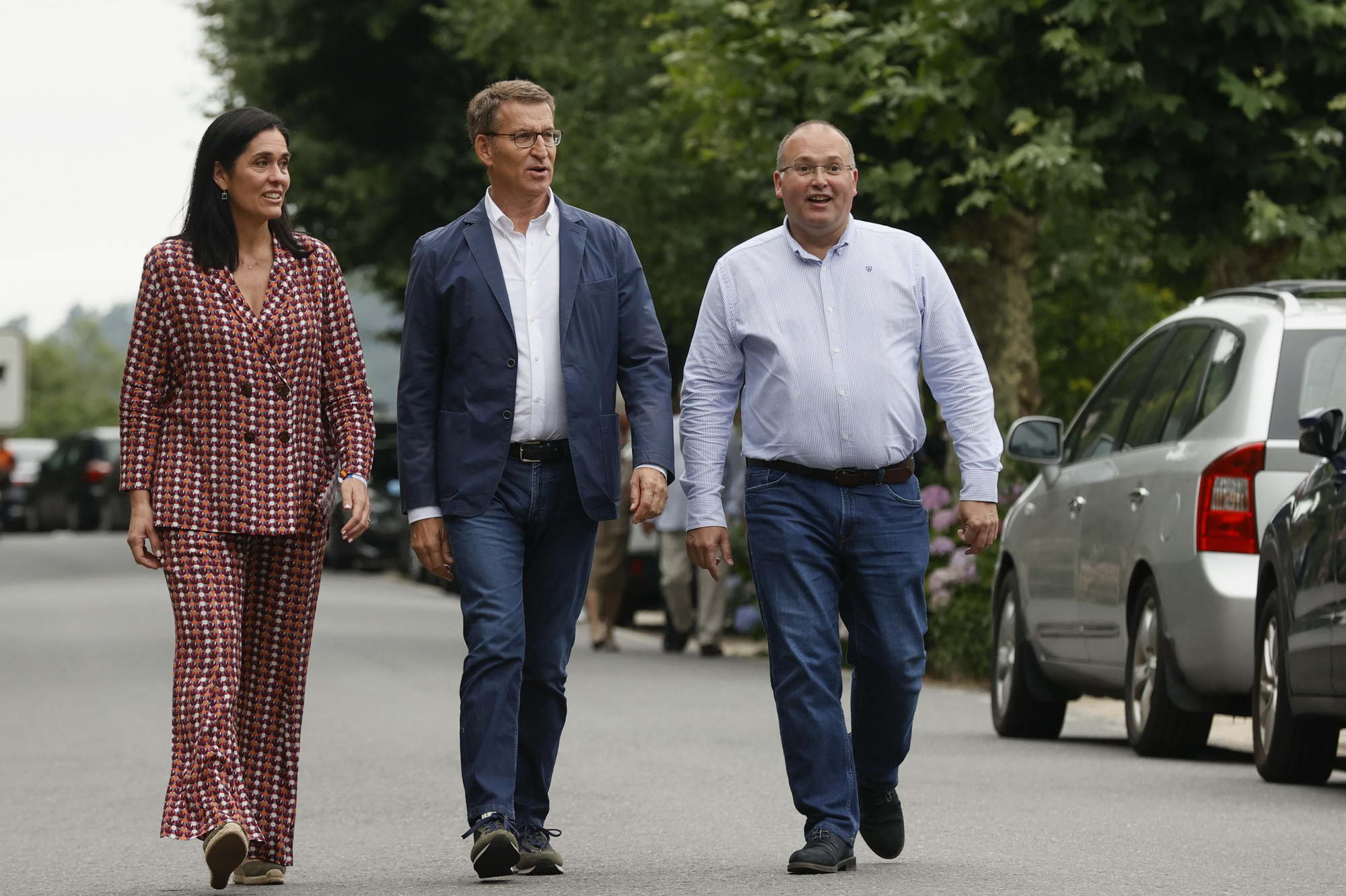 Feijóo y Miguel Tellado en Ourense en la campaña electoral de julio.