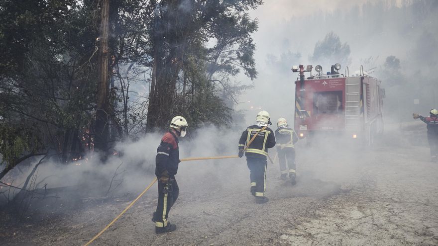 Extinción del incendio en Puente la Reina en 2022.
