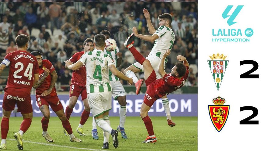 El Córdoba CF rescata un empate agridulce ante el Real Zaragoza