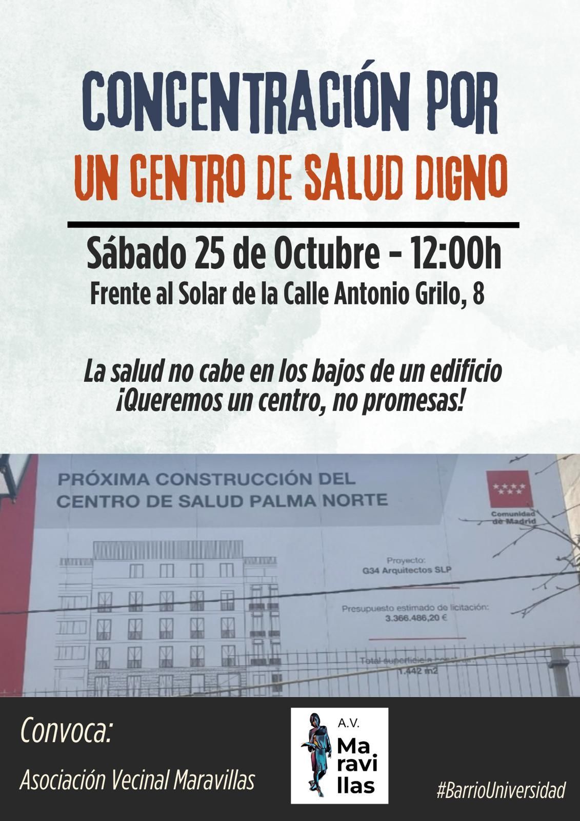 Cartel de la convocatoria para la protesta fente al solar de Grilo