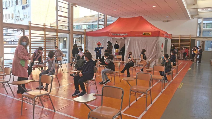 El proceso de vacunación contra la COVID-19 en el CEIP Balmes de València.