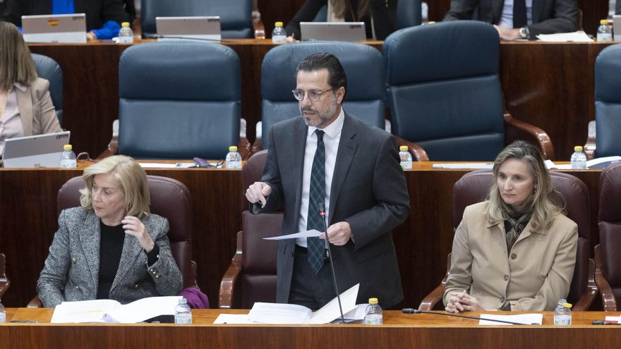 El consejero de Economía, Empleo y Hacienda de la Comunidad de Madrid, Javier Fernández-Lasquetty, interviene durante un pleno en la Asamblea de Madrid.