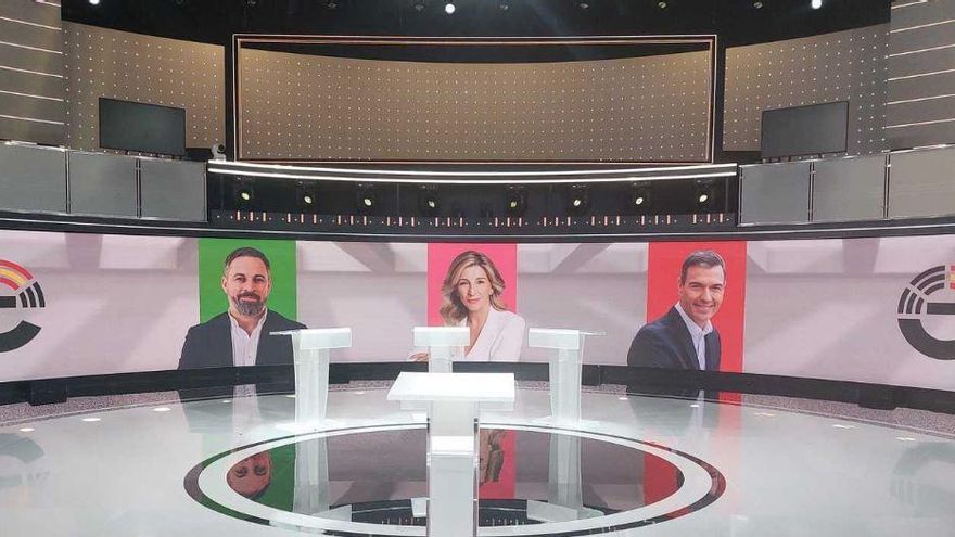 Platón del 'Debate a 3' de RTVE para las elecciones del 23J de 2023