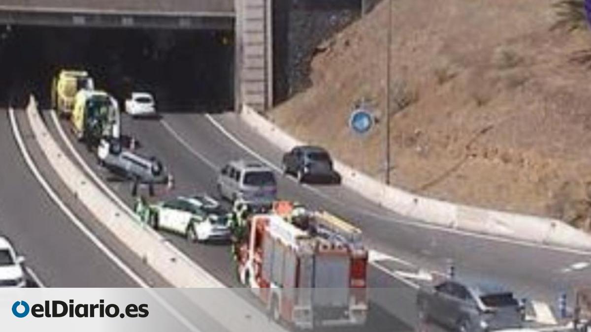 Tres personas heridas al volcar un vehículo en la vía TF-2 en Santa Cruz de Tenerife