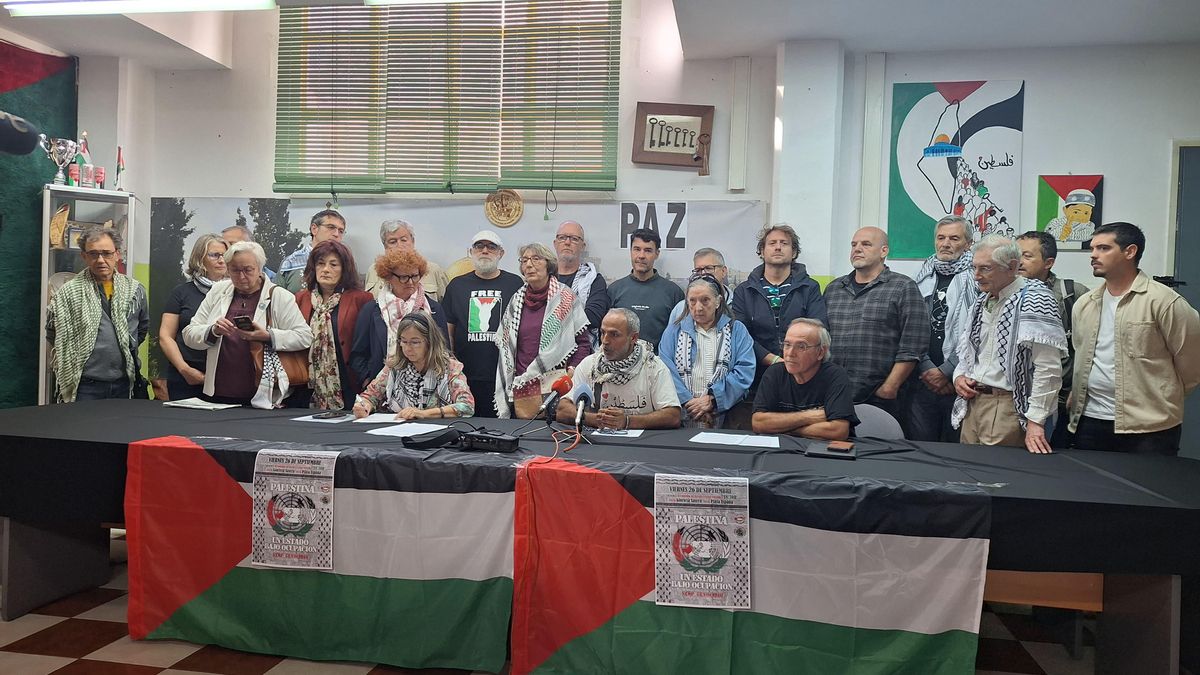 Representantes de las organizaciones que apoyan la manifestación por Palestina en Zaragoza