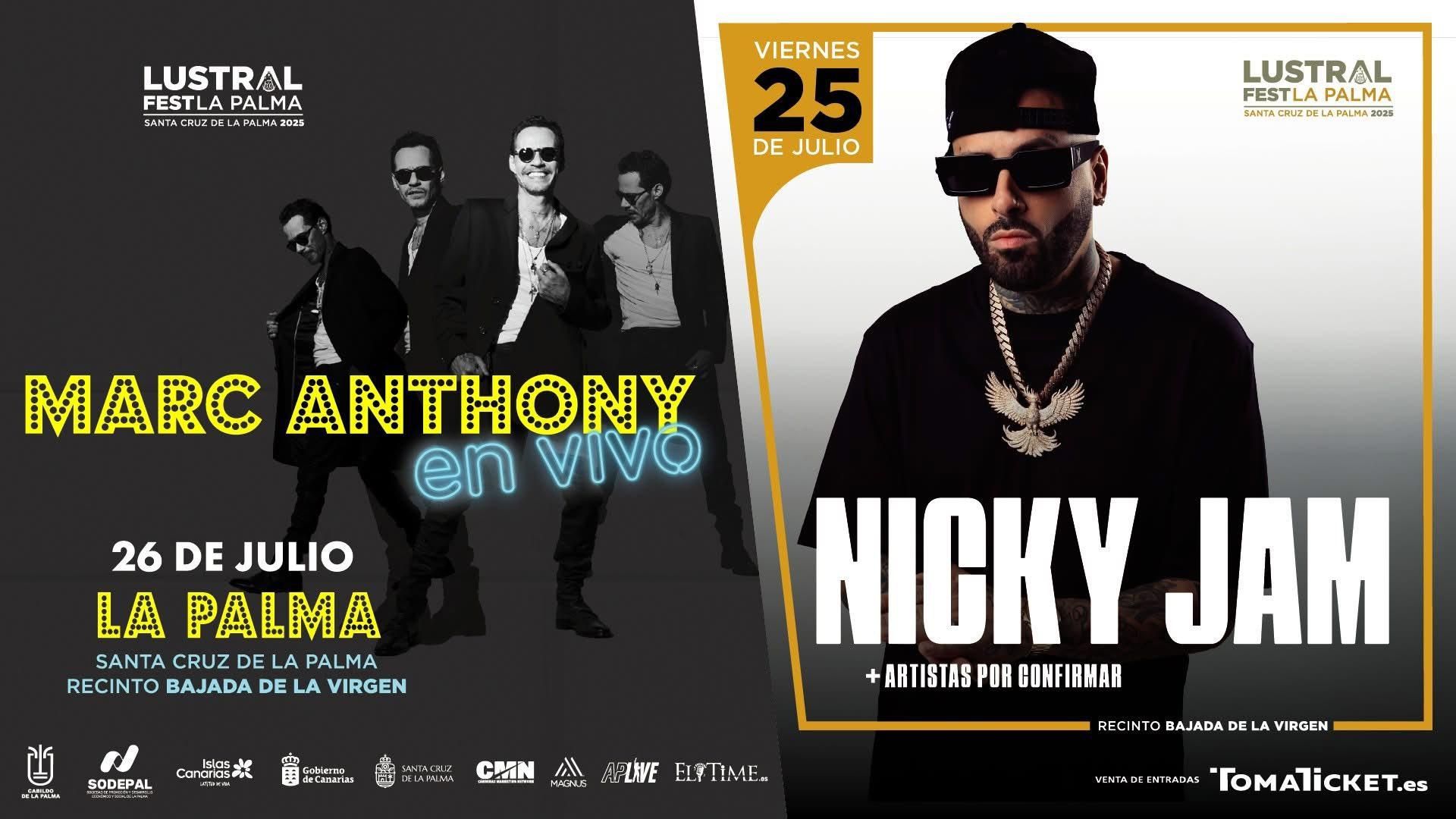 Lustral Fest activa la venta de entradas individuales para ver a Marc Anthony y Nicky Jam en La Palma.