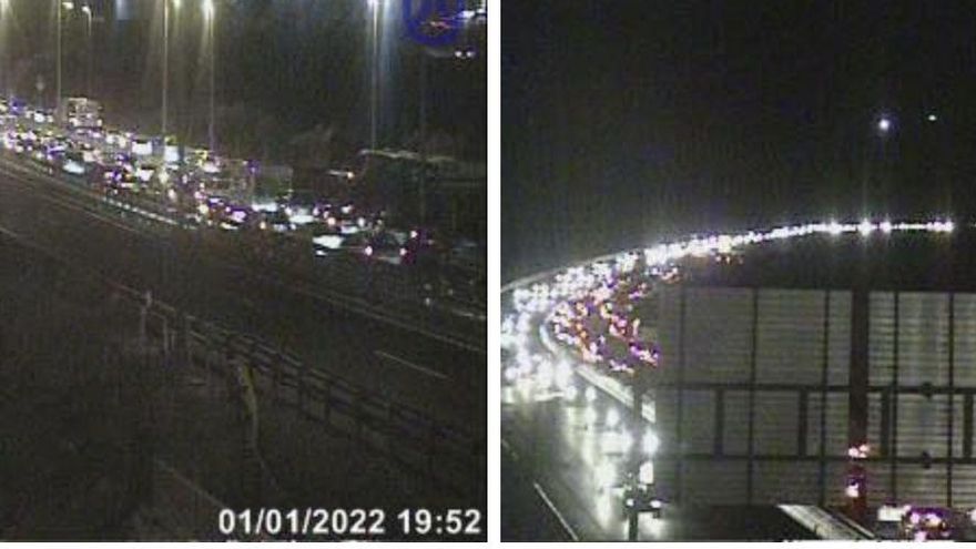 Colas en la TF-1 este sábado. / FOTO: SKYLINE