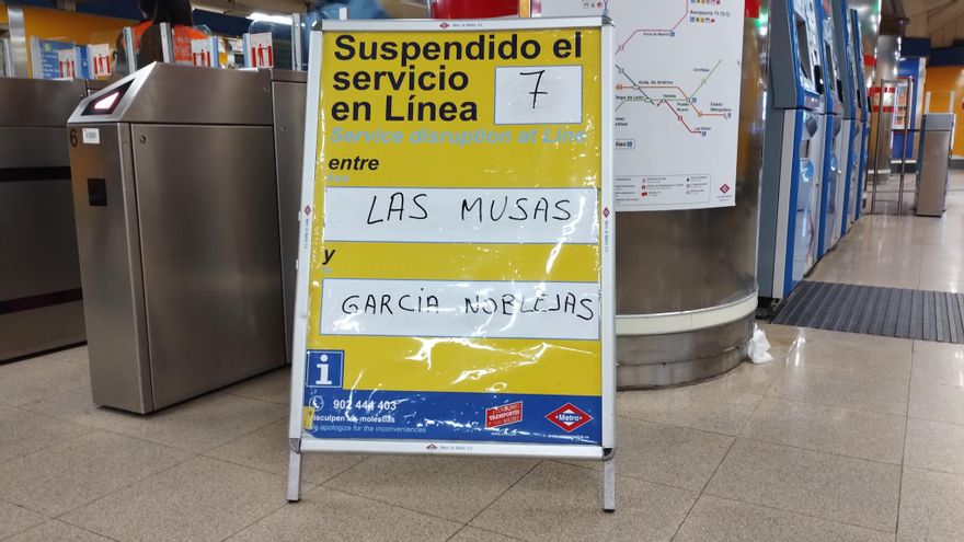Cortada la línea 7 de Metro de Madrid durante todo el lunes después de otra noche de lluvias