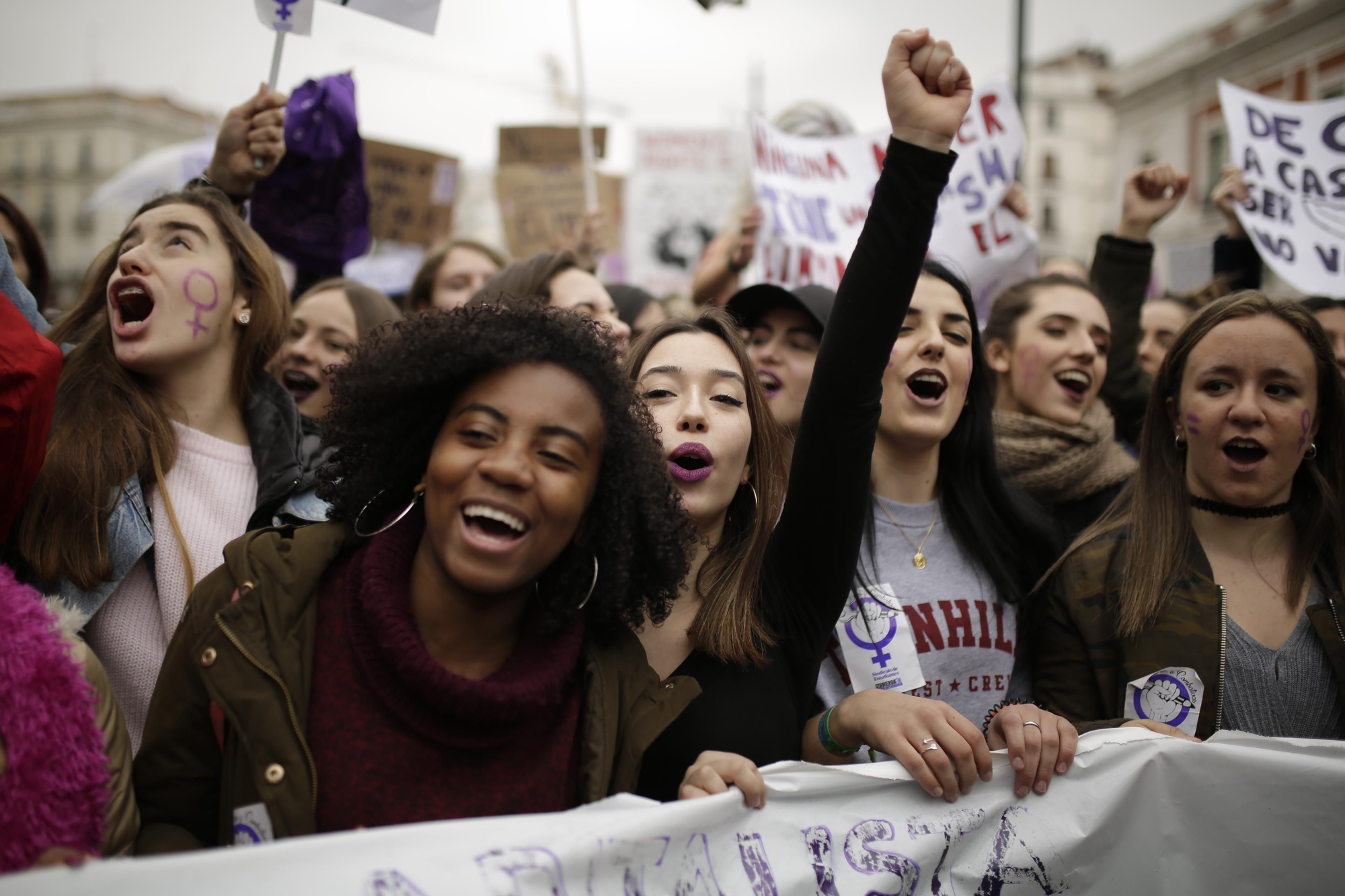 El sindicato de estudiantes se manifiesta el 8M en la Puerta del Sol.