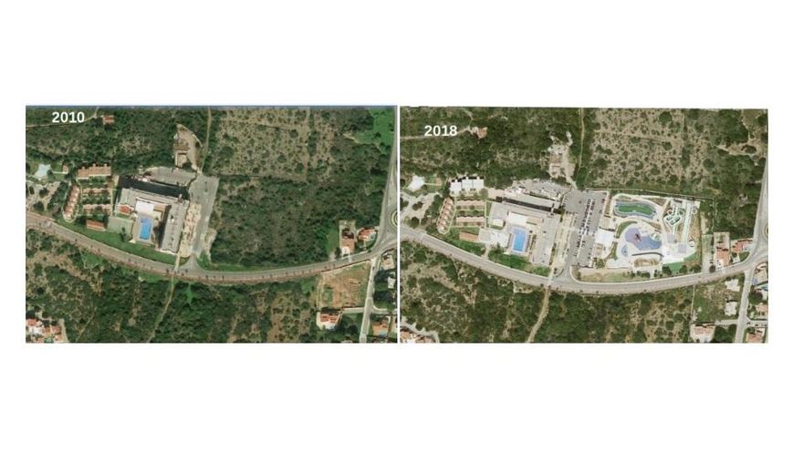 La gran mole de toboganes construida en suelo protegido desata la polémica en Menorca