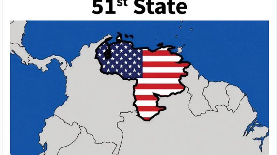 Trump publicó en redes una imagen del mapa de Venezuela pintado con la bandera de Estados Unidos